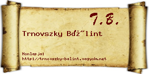 Trnovszky Bálint névjegykártya